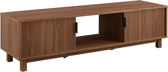 Walker Edison Arundo Fluted TV Stand for TVs up to 65 Inches, 58" TV Stand, Mocha