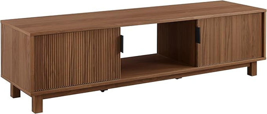 Walker Edison Arundo Fluted TV Stand for TVs up to 65 Inches, 58" TV Stand, Mocha