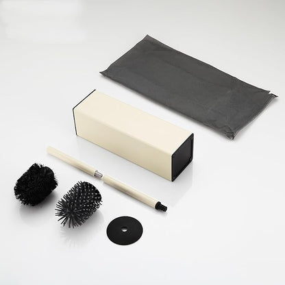 BGL Standing Toilet Brush and Holder Matte White Aluminium Toilet Bowl Cleaner Brush and Holder for Bathroom Storage and Organization, Square Design Sturdy and Space Saving