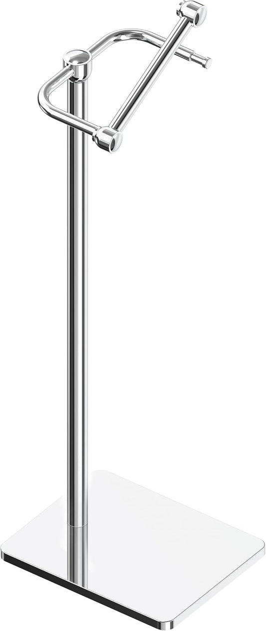 RUACQ Toilet Paper Holder Stand, Bathroom Toilet Paper Roll Holder Free Standing, Toilet Tissue Holder Stand with Post Pivoting Design, Stable Weighted Base, SUS304 Stainless Steel (Chrome)