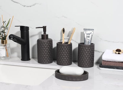 zccz Bathroom Accessory Set - 6 pcs Bronze Bathroom Accessories Set with Trash Can, Toothbrush Holder, Toothbrush Cup, Soap Dispenser, Soap Dish, Toilet Brush with Holder - Accessoire Salle de Bain
