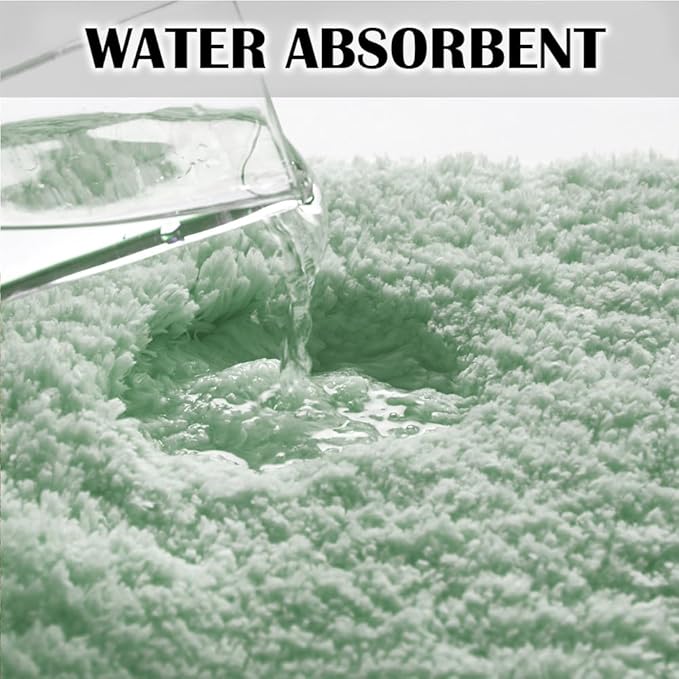 Suchtale Bathroom Rug, 20"x32" Pale Green Bath Mat, Non-Slip Shaggy Microfiber Mat for Bathroom, Soft Water Absorbent & Machine Washable Plush Shower Rug