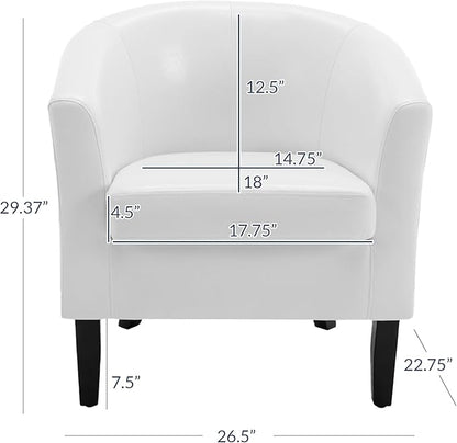 BELLEZE Accent Barrel Chair, Set of 2 lub Tub Sofa Corner Chair with Flared Legs and Cozy Soft Padding for Living Room Bedroom Waiting Room - White