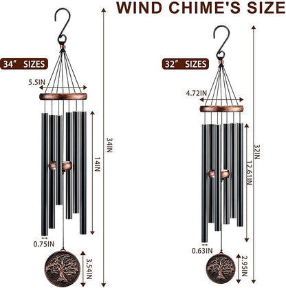 Wind Chimes for Outside, Tree of Life Deep Tone Vintage Wind Chime Outdoor Clearance, Sympathy/Memorial/Festivals/Birthday Gift for Mom Dad Grandma, Home Garden Patio Decor (32" Tree of Life)