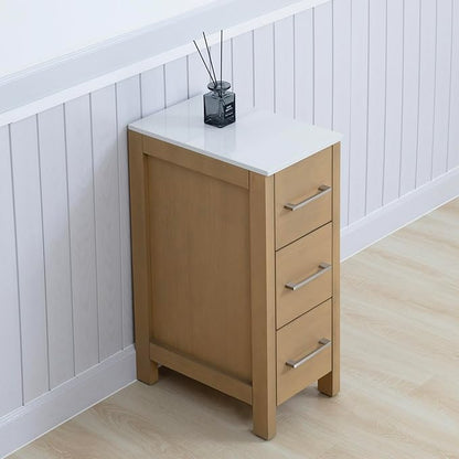 Vanity Art 12 Inch Bathroom Cabinet 3 Dove-Tailed Drawers with Engineered Marble Top Side Storage Organizer Freestanding Single Vanity VA3112-NO