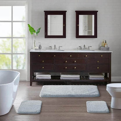 Suchtale Large Bathroom Rug Extra Soft and Absorbent Shaggy Mat (24 x 60, Light Blue) Machine Washable Microfiber Bath Mat with Non Slip Rubber Back