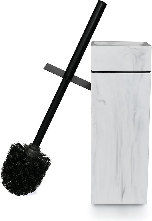 Black Line Design Resin Toilet Bowl Holder and Brush Set, Stylish Bathroom Cleaning Tool with Durable Bristles, Compact and Functional