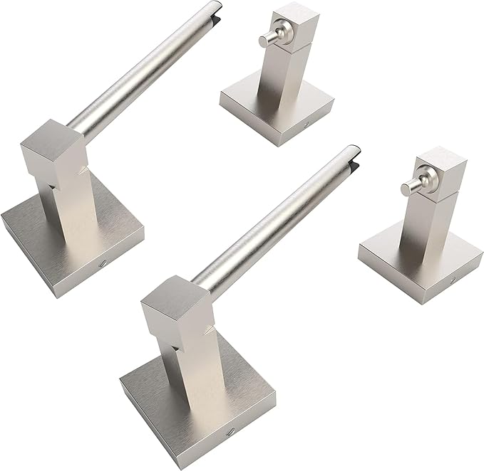 Ruacq Toilet Paper Holder Brushed Nickel 2 Pack Double Post Pivoting Square Tissue Holders Roll Holder Hangers Toilet Paper Stand Stainless Steel and Zinc Alloy Modern Wall Mounted