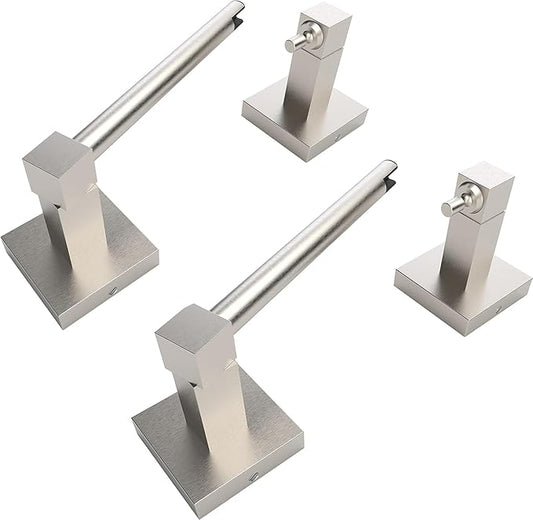 Ruacq Toilet Paper Holder Brushed Nickel 2 Pack Double Post Pivoting Square Tissue Holders Roll Holder Hangers Toilet Paper Stand Stainless Steel and Zinc Alloy Modern Wall Mounted