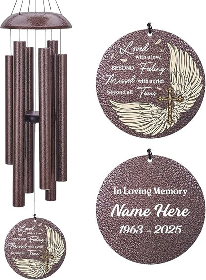 Personalized Sympathy Wind Chime, Wind Chimes for Loss of Loved Father/Mother/Lover, Commemorative Sympathy Bereavement Gifts for Condolences/Funeral