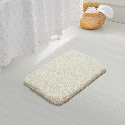 Suchtale Bath Mat for Non Slip Bathroom - Soft Microfiber Shaggy Thick Plush Shower Mat (20 x 32 Ivory)