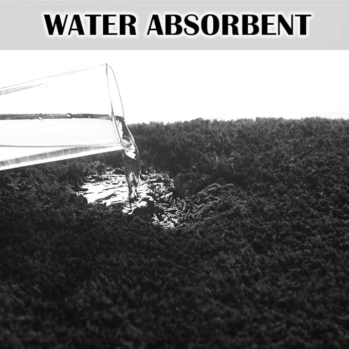 Suchtale Bathroom Contour Rug Non Slip Bath Mat Water Absorbent Soft Microfiber Shaggy Bathroom Mat Machine Washable Bath Rug for Bathroom Thick Plush U Shape Toilet Rug (20 x 24, Black)