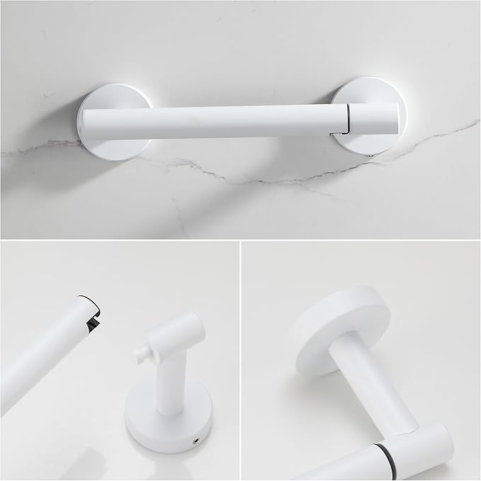 BVL Toilet Paper Holder Matte White Wall Mount Stainless Steel 304 Large Mega Roll