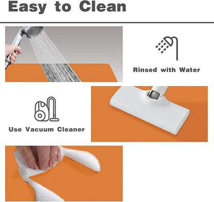 Bathroom Mat Quick Dry, Bathroom Rugs Non Slip Washable Thin Absorbent Bath Mat Fits Under Door Bathroom Floor Mat Perfect for Bath, Shower, or Sink 24"x36" Orange