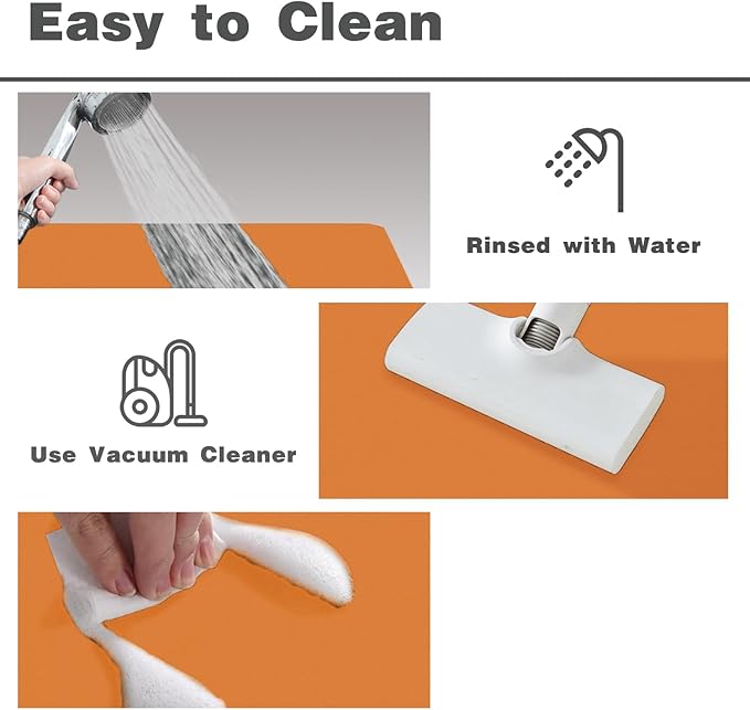 Bathroom Mat Quick Dry, Bathroom Rugs Non Slip Washable Thin Absorbent Bath Mat Fits Under Door Bathroom Floor Mat Perfect for Bath, Shower, or Sink 24"x60" Orange