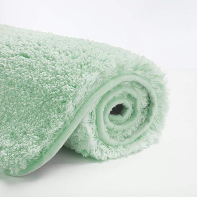 Suchtale Extra Soft and Absorbent Shaggy Bath Mat (24 x 60, Pale Green) Machine Washable Microfiber Non Slip Bath Mat for Bathroom Floor