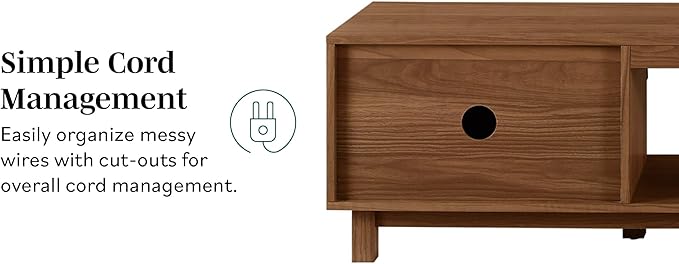 Walker Edison Arundo Fluted TV Stand for TVs up to 80 Inches, 70" TV Stand, Mocha