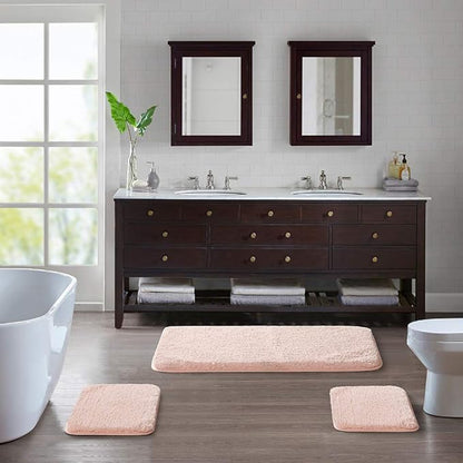 Suchtale Bath Mat (20 x 32, Blush) Microfiber Shaggy Soft, Non-Slip, Machine Washable, Thick Plush Shower Mat