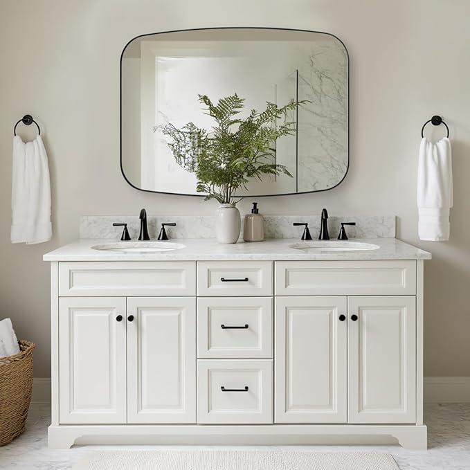 ANDY STAR Oval Mirrors for Bathroom, 30x48’’ Black Oval Mirror for Bathroom, Oblong Mirrors with Black Metal Frame Pill Shaped Mirror Wall Mounted Horizontal or Vertical