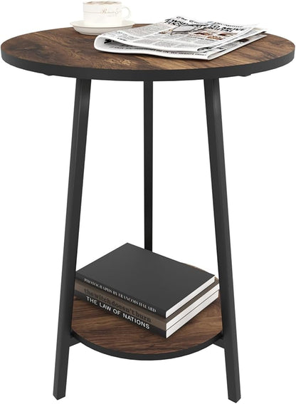 Side Table - Rustic End Couch Tables - Waterproof Metal Frame, Scratch-Resistant - Vintage Wood Color Tables for Sofa Living Room Bedroom Bedside Coffee Small Spaces