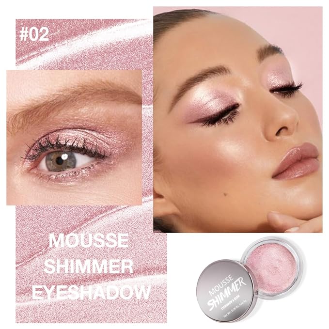 Cream Glitter Pale Pink Shimmer Metallic Eyeshadow Palette Makeup, Natural Single Mini Instant Holographic Eyeshadow For Older Women, Sombras Crema Para Ojos, Talc, Paraben & Cruelty Free