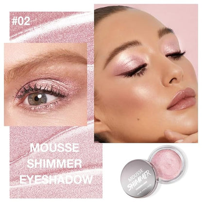 Cream Glitter Pale Pink Shimmer Metallic Eyeshadow Palette Makeup, Natural Single Mini Instant Holographic Eyeshadow For Older Women, Sombras Crema Para Ojos, Talc, Paraben & Cruelty Free