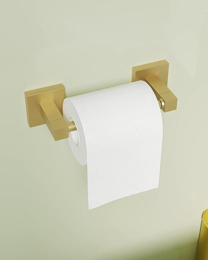 Ruacq Gold Toilet Paper Holder Double Post Pivoting Square Tissue Holders Roll Holder Hangers Brushed Gold Toilet Paper Stand Bathroom Stainless Steel and Zinc Alloy Modern Wall Mounted