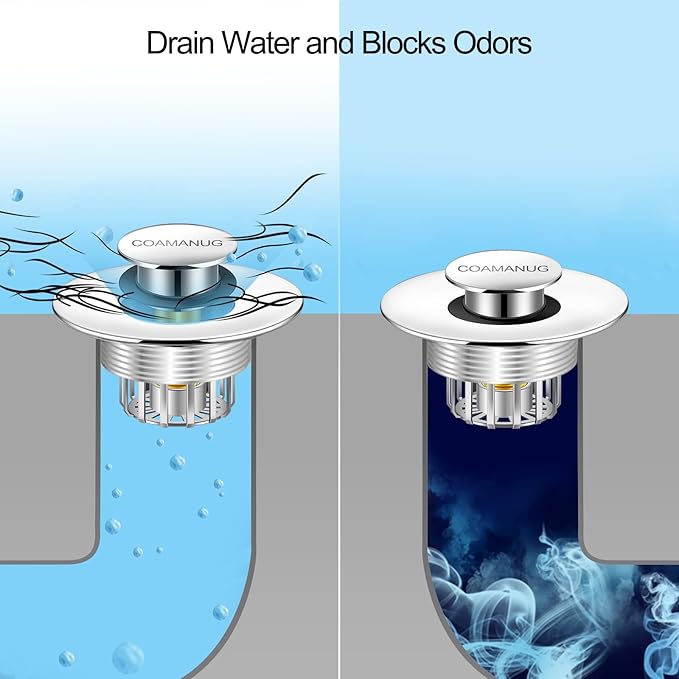 Bathtub Stopper | Shower Drain Hair Catcher, Pop-up Tub Stopper with Strainer | Bathroom Drain Plug | Drain Protector for 1-1/2 to 1-3/4"" Bath Drain Hole