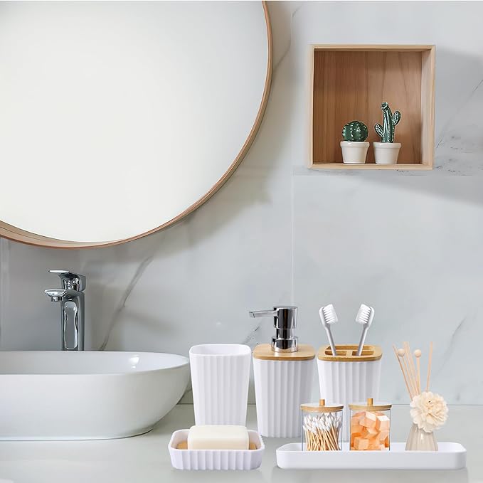 White Bathroom Set with Shower Curtain and Bath Towels, Beige Ombre Waterproof Shower Curtain with Stainless Steel Hooks, White Bathroom Accessories Set for Home Decor