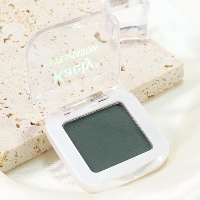 evpct Dark Green Matte Single Eyeshadow Palette, Forest Green Cream Eye Shadow Palette Makeup Singles for Older Women Matte, High Pigment Long Lasting Mini Monochrome Eyeshadow Sombra Para Ojos, 16