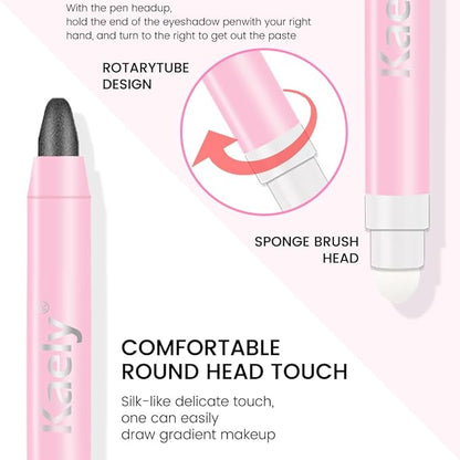 evpct 2Pcs Cream Eye Shadow Brightener Sticks Set for Eyes Waterproof, Pearl White & Pearl Black Shimmer Cream Eyeshadow Applicator Stick Pigmented Eye Makeup sombras en crema para ojos 01+03