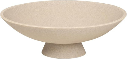 Decorative fruit bowl for Home Decor Large Modern Handicraft Key Bowl for Entryway Table Stylish Centerpiece Purse Bowl Pedestal bowl for Kitchen Counter Coffee Table(Artificial Stone Beige)