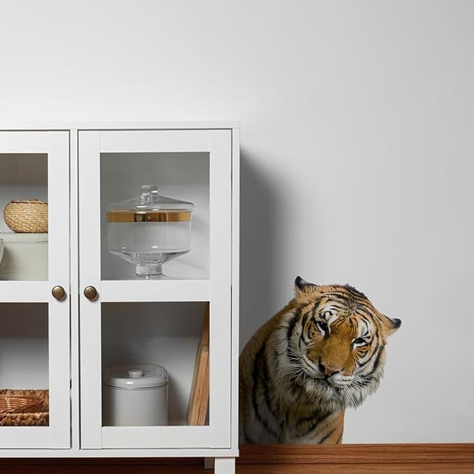 Gentle Tiger Wall Stickers & Decals - Peel & Stick, Removable Funny Tiger Window Stickers for Farmhouse Bedroom, Living Room & Shop Windows