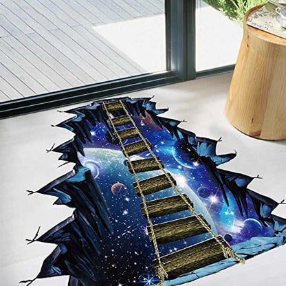 Quanhaigou Blue Galaxy Bridge Wall Sticker,3D Outer Space Decorations Decal for Home Decor Kids Bedroom Large