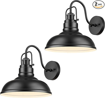 zeyu 2 Pack Barn Sconce Wall Lighting, Vintage Wall Mount Light Fixture, Indoor Wall Sconce Lighting in Matte Black Finish, 016-1B-2PK BK