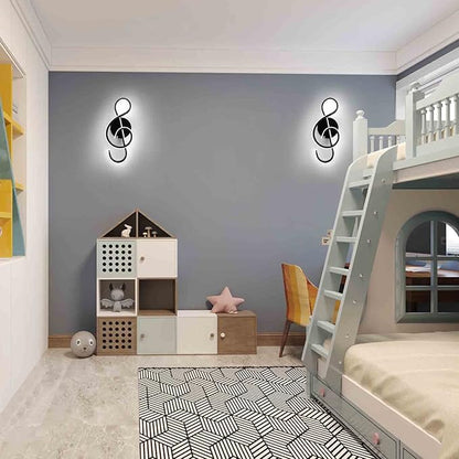 XEYOU 22W Modern Wall Sconce Lighting Indoor LED Creative Wall Light Fixture Music Symbol Art Decoration Wall Lamp for Living Room Bedroom Stair Corridor (Black 6000Kelvin)