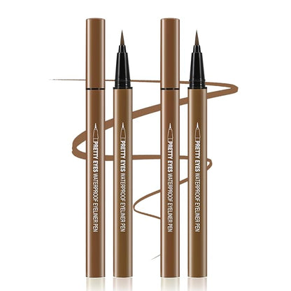 Boobeen 2pcs Liquid Eyeliner Pen, Matte Eye Liner with Precision Tip, Long Lasting Eyeliner Pencil for Bold Eye Makeup, Glides on Smoothly