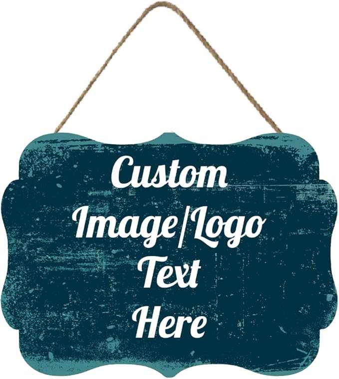 Personalized Wooden Welcome Sign - Front Door Decor, Customized Image/Text Hanging Sign for Home, Office - Farmhouse Decor - 11.2 * 8 Inch