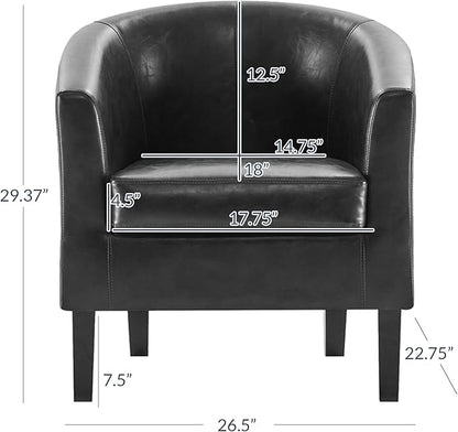 BELLEZE Accent Barrel Chair, Club Tub Sofa Corner Chair with Flared Legs and Cozy Soft Padding for Living Room Bedroom Waiting Room - Black