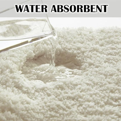 Suchtale Bath Mat for Non Slip Bathroom - Soft Microfiber Shaggy Thick Plush Shower Mat (20 x 32 Ivory)