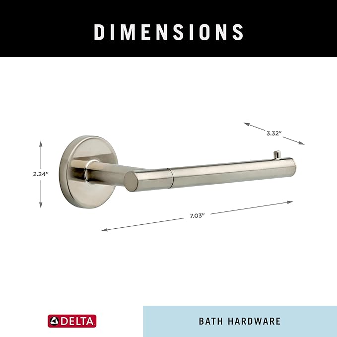 Delta Trinsic (1-Pack) Toilet Paper Holder Brilliance Stainless Steel Tissue Roll Holder for Bathroom Organization and Storage Single Post Toilet Tissue Holder Wall Bathroom Accessories 75950-SS