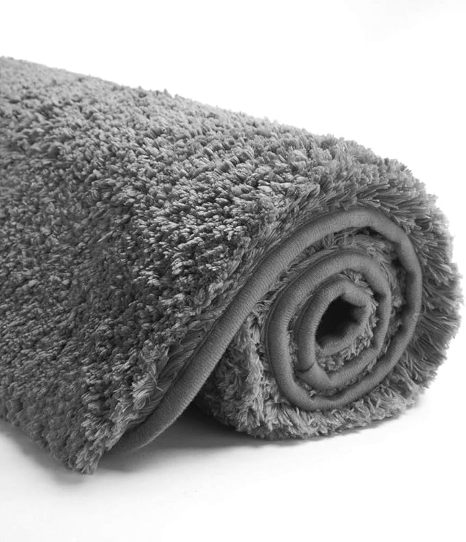 Suchtale Non Slip Bath Mat (16 x 24, Dark Grey) for Bathroom, Soft Microfiber Shaggy Mat Machine Washable Thick Plush Rug for Shower