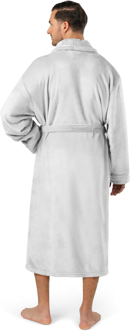 PAVILIA Mens Soft Robe | Warm Fleece Robes for Men, Soft Spa Bathrobe with Shawl Collar and Pockets