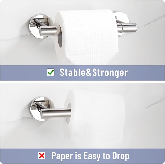 BVL Toilet Paper Holder Polished Chrome Wall Mount Stainless Steel 304 Large Mega Roll