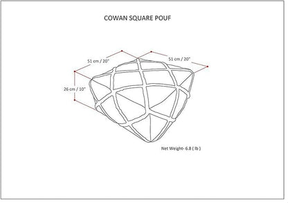 SIMPLIHOME Cowan Contemporary Square Pouf in Grey, Natural Handloom Woven for the Living Room, Bedroom and Kids Room