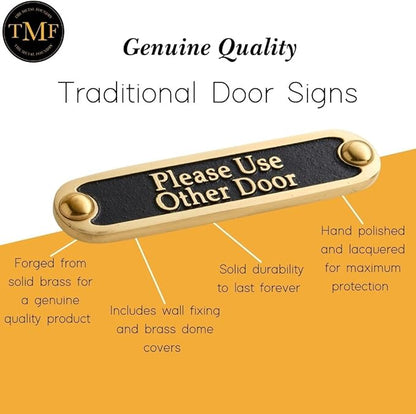 Please Use Other Door Brass Door Sign. Traditional Style Home Décor Wall Plaque Handmade By The Metal Foundry UK.