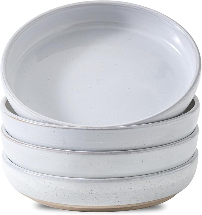Pasta Bowls 26 OZ,Ceramic Salad Serving Bowls Set of 4,Large 8.2 inch Shallow Bowls Plates for Soup,Fruit,Noodle,Dinner,Dishwasher & Microwave Safe,White