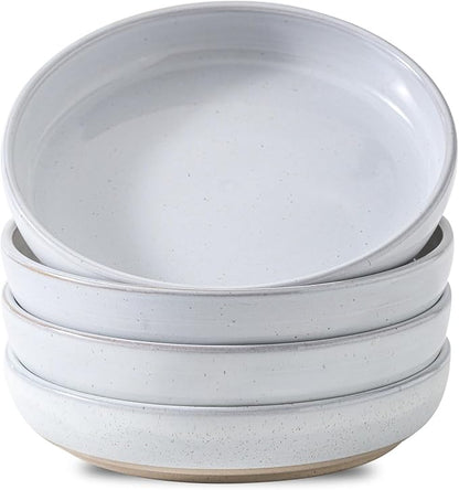 Pasta Bowls 26 OZ,Ceramic Salad Serving Bowls Set of 4,Large 8.2 inch Shallow Bowls Plates for Soup,Fruit,Noodle,Dinner,Dishwasher & Microwave Safe,White