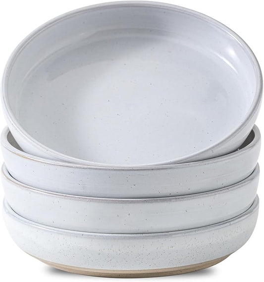 Pasta Bowls 26 OZ,Ceramic Salad Serving Bowls Set of 4,Large 8.2 inch Shallow Bowls Plates for Soup,Fruit,Noodle,Dinner,Dishwasher & Microwave Safe,White