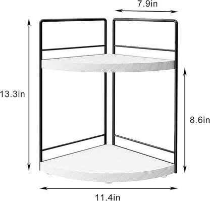 2 Pack Bathroom Counter Organizer,2 Tier Corner Bathroom Counter Organizer, Wooden Vanity Organizer for Bathroom Organizers and Skincare Cosmetics Dresser Storage